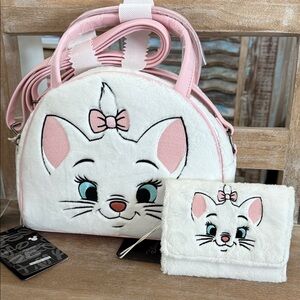 Loungefly Aristocrats Marie Furry Crossbody Bag  and WalletSet